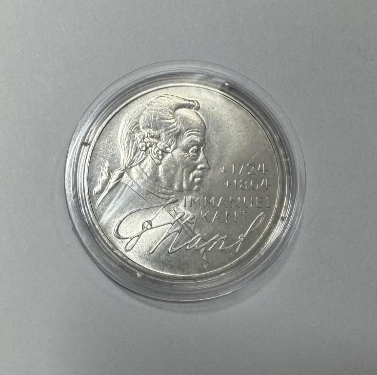 Германия ФРГ 5 марок 1974 Иммануил Кант СЕРЕБРО