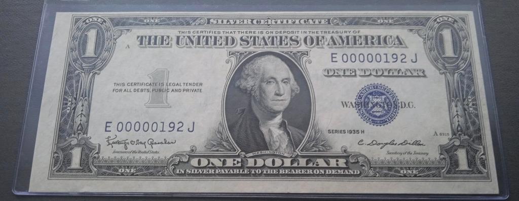очень редкая банкнота 1 доллар США 1935 года серии Н с низким номером