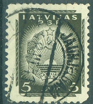 Латвия (Советская республика)1940 г.  стандарт Герб гашеная