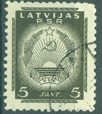 Латвия (Советская республика)1940 г.  стандарт Герб гашеная