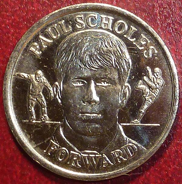 Великобритания. Жетон 1998 год. СБОРНАЯ АНГЛИИ - ПОЛ СКОУЛЗ PAUL SCHOLES. Футбол.