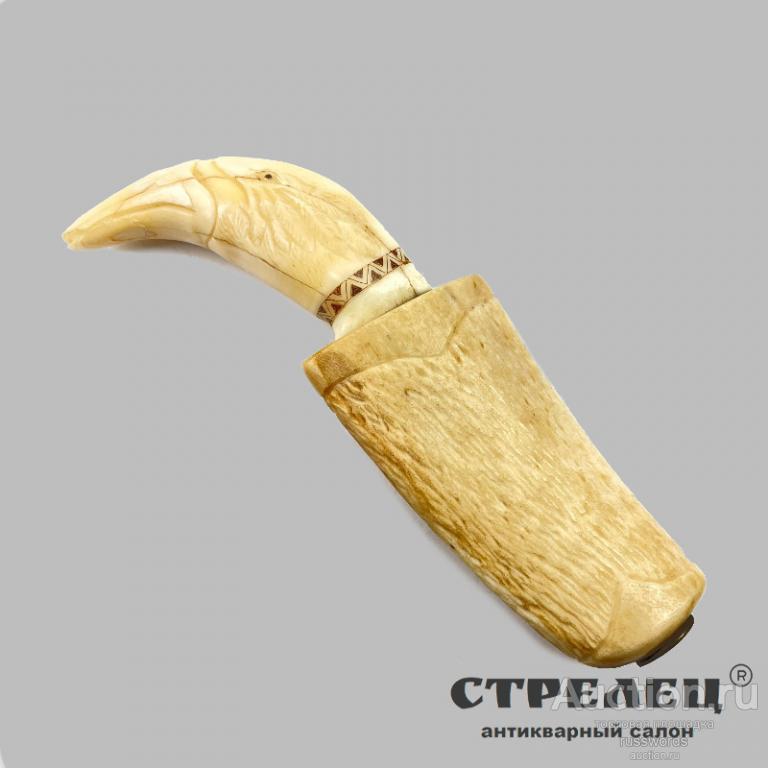Нож, дамасская сталь, бивень мамонта