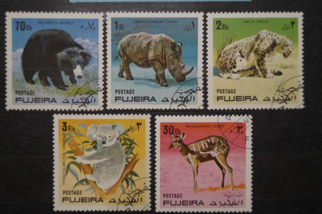 Фуджейра 1971г. Фауна Блок + 5 марок