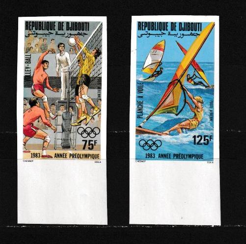 Джибути 1983 ЛОИ-1984, Лос-Анджелес, волейбол, паруса, марки б/з, поля