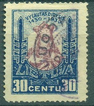 Литва 1930 г.  500 лет смерти Витаутаса гашеная