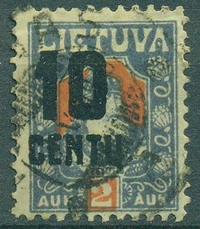 Литва 1919 г. стандарт Кестус надпечатка  гашеная
