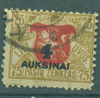 Литва 1922 г. стандарт Герб надпечатка гашеная