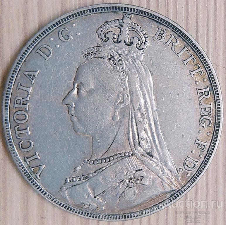 Великобритания. 1 крона 1889 г. Виктория. VF+/XF-. Оригинал. НЕДОРОГО