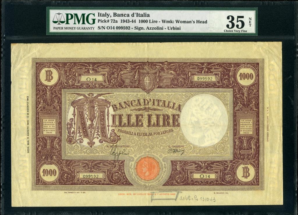 Италия. 1 000 лир 1943-44 гг.
