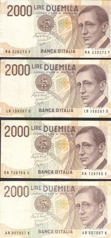ИТАЛИЯ 2000 ЛИР МАРКОНИ 1990г ВАШ ВЫБОР!