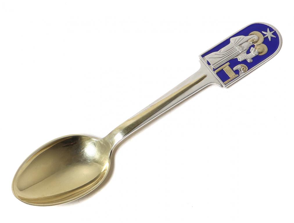Серебряная годовая десертная ложка. A. Michelsen, 1934 год.