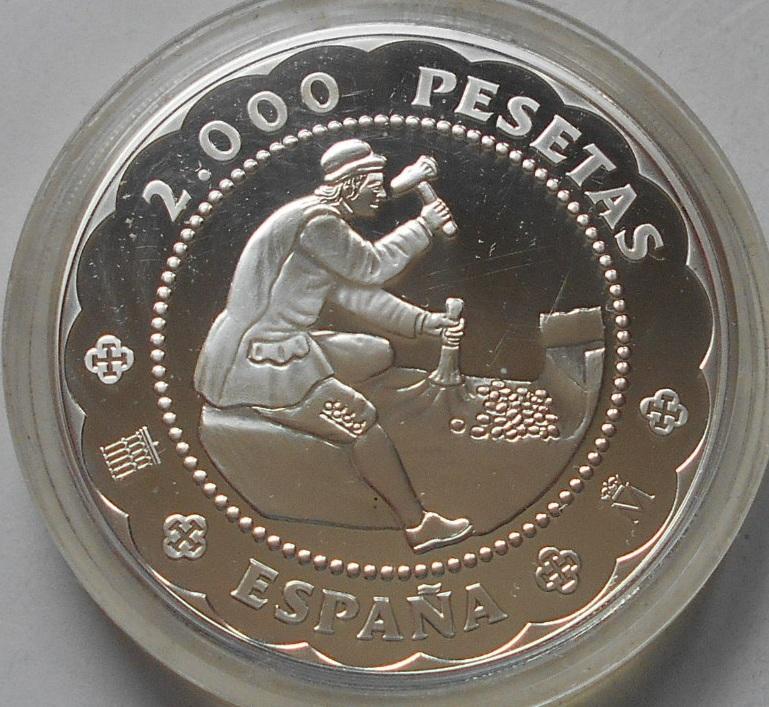 2000 песет 2001 год испания серебро