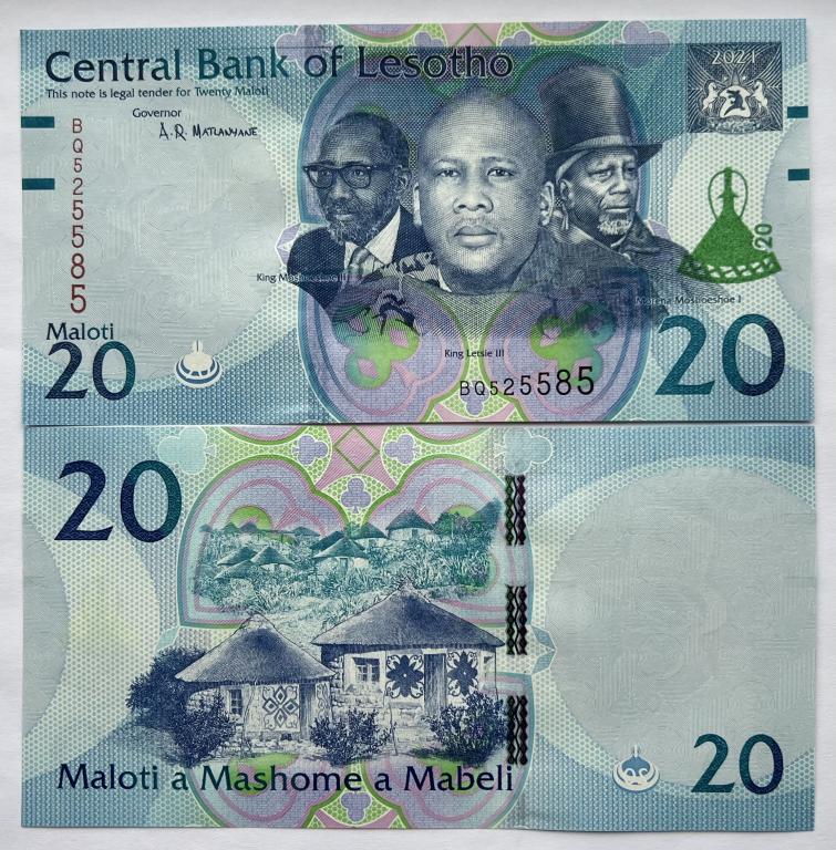ЛЕСОТО 20 МАЛОТИ 2021 ГОД UNC