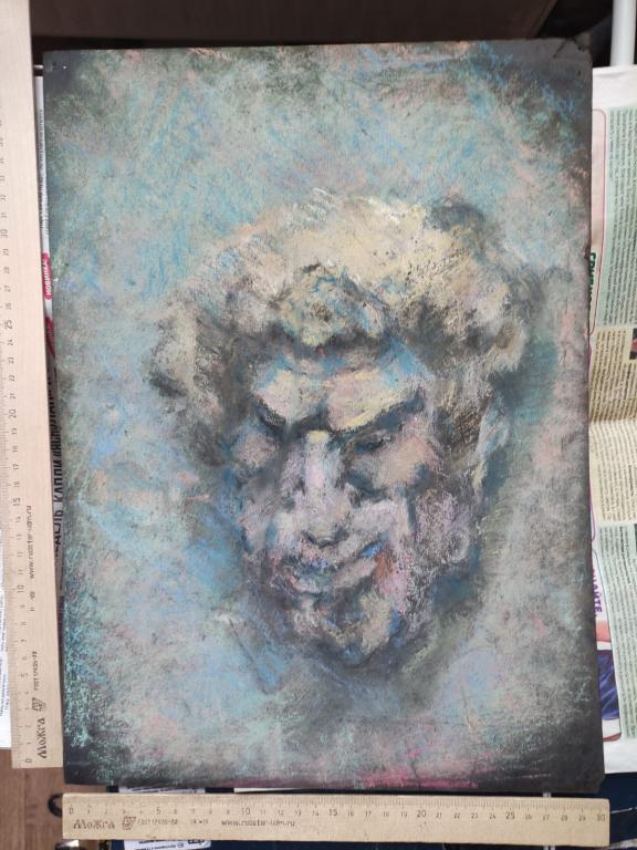 графика Громовержец Зевс, картон, пастель, старая