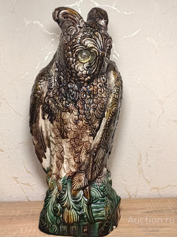 Сова светильник ночник Васильковский завод СССР обливная керамика майолика УССР