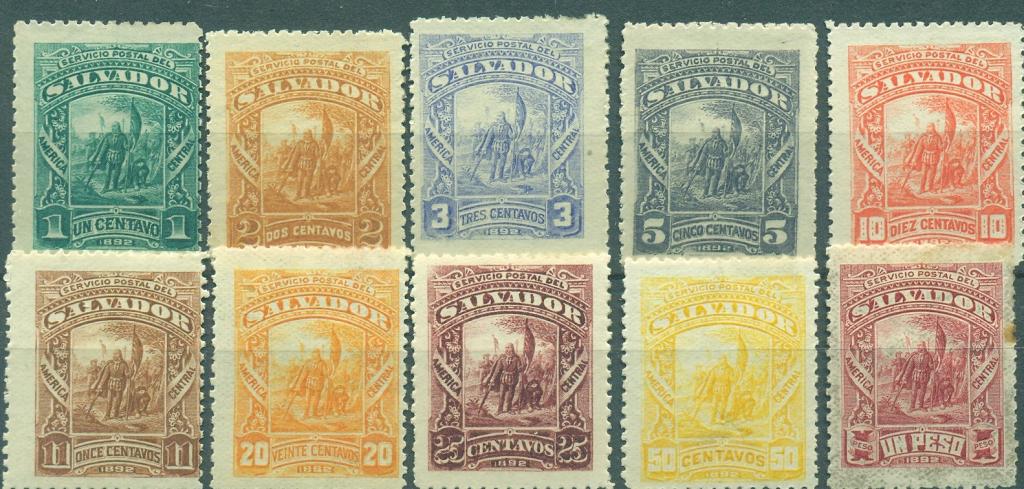 Сальвадор 1892 г. стандарт серия Высадка Колумба негашеная* (клей, наклейка)