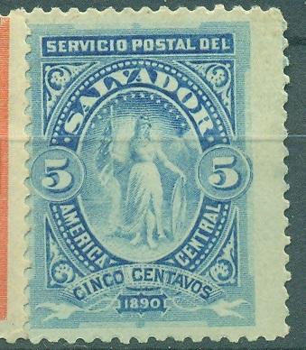 Сальвадор 1890 г. стандарт Свобода Флаг негашеная* (клей, наклейка)