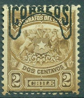 Чили 1904 г. стандарт Герб (надпечатка на телеграфной марке) негашеная*ЧБК