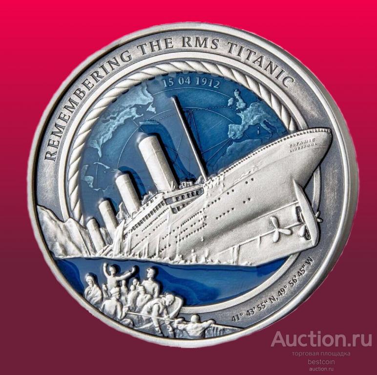 10 долларов Соломоновы Острова 2021. Вспоминая Титаник. Antique finish. СЕРЕБРО-3 Oz. РЕДКОСТЬ!!!