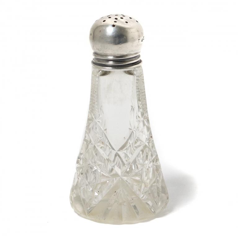 Солонка. Стекло, серебро 925 пробы. Англия, 1920 год