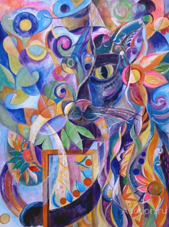 Картина. *Гуляя между мирами*.  Акрил на бумаге, размер 48 на 36  см,