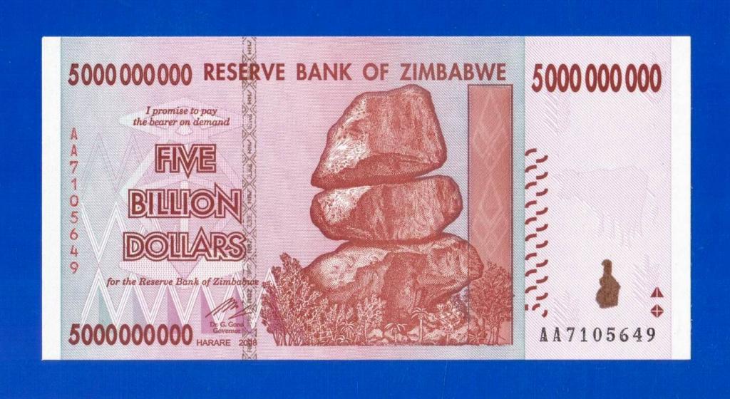 Зимбабве. 5000000000 / 5 миллиардов долларов, 2008. UNC. Мультилот