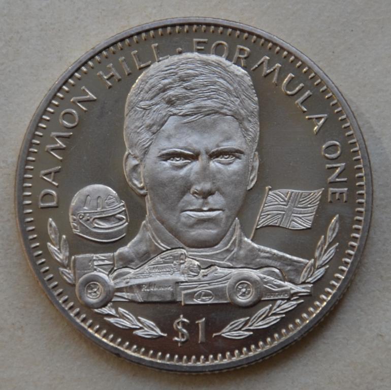 Либерия 1 доллар 1994, формула 1 Деймон Хилл