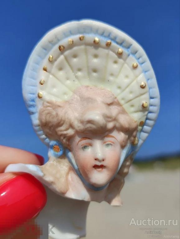 Антикварная фарфоровая головка статуэтки Бисквит Начало 20 века Германия