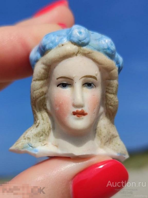 Антикварная фарфоровая головка статуэтки Бисквит Начало 20 века Германия