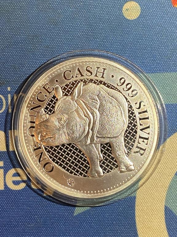 1 Фунт Фауна Носорог 2022 Острова Святой Елены Серебро