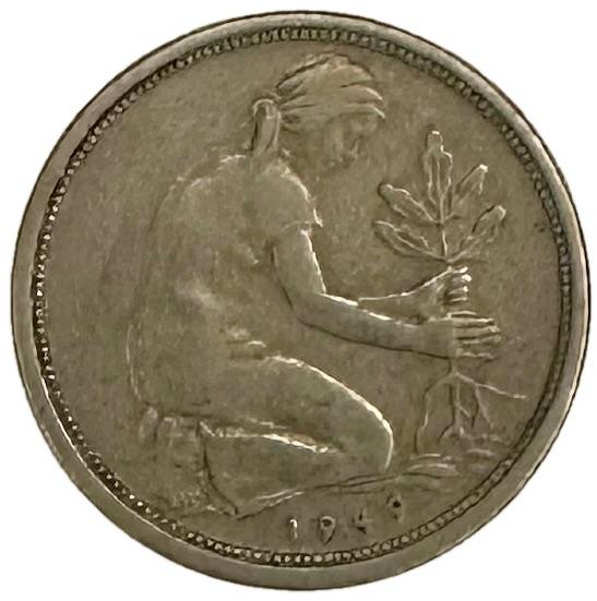 Германия 50 пфеннигов 1949 год D XF J#379
