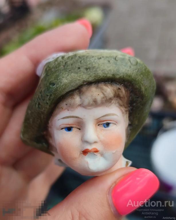 Антикварная фарфоровая головка статуэтки Бисквит Начало 20 века Германия
