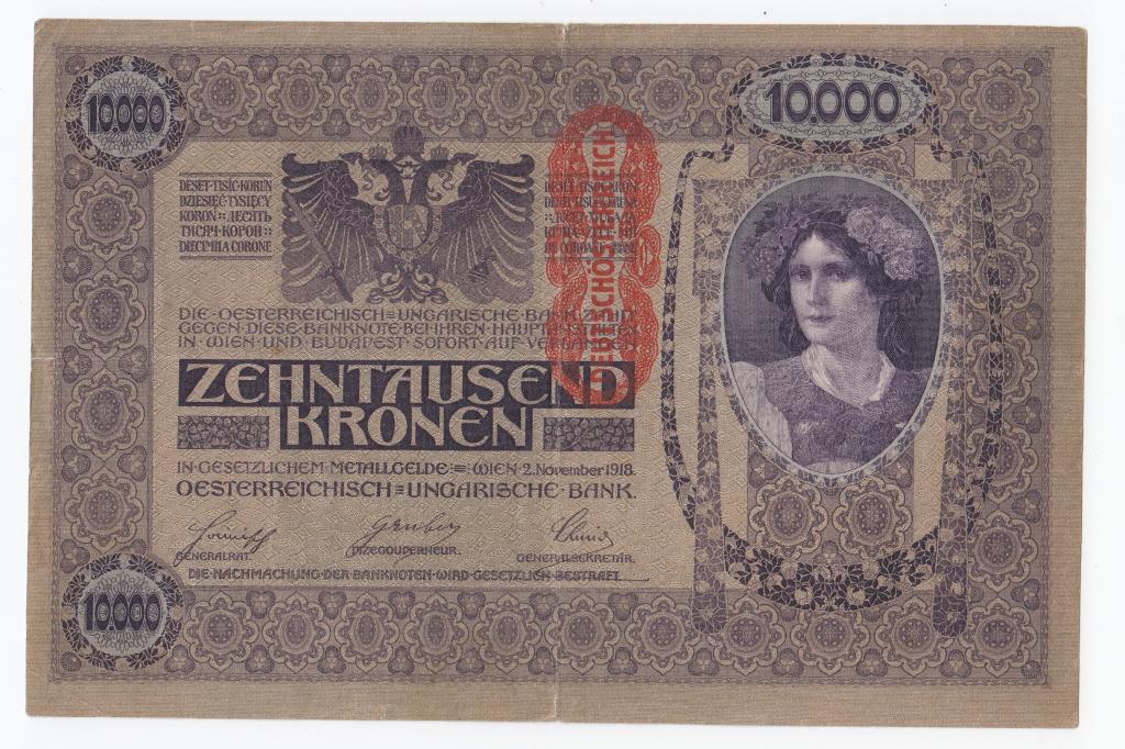 Австрия Банкнота 10000 крон 1919 (1918) год 28730 1035 VF- (41063)
