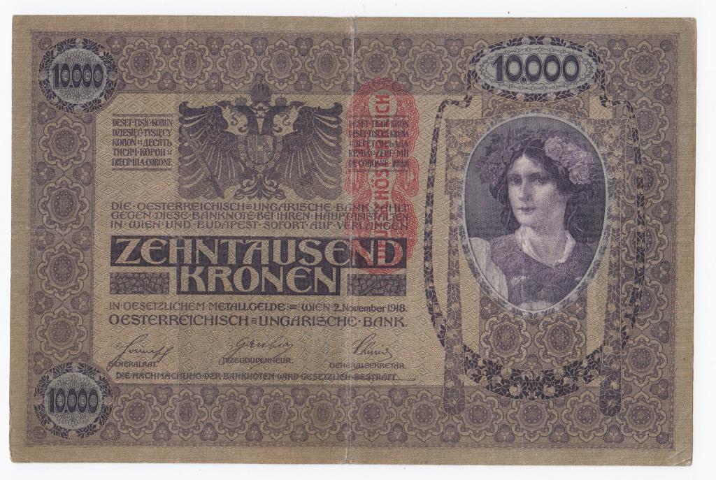 Австрия Банкнота 10000 крон 1919 (1918) год 23688 1027 VF- (41064)