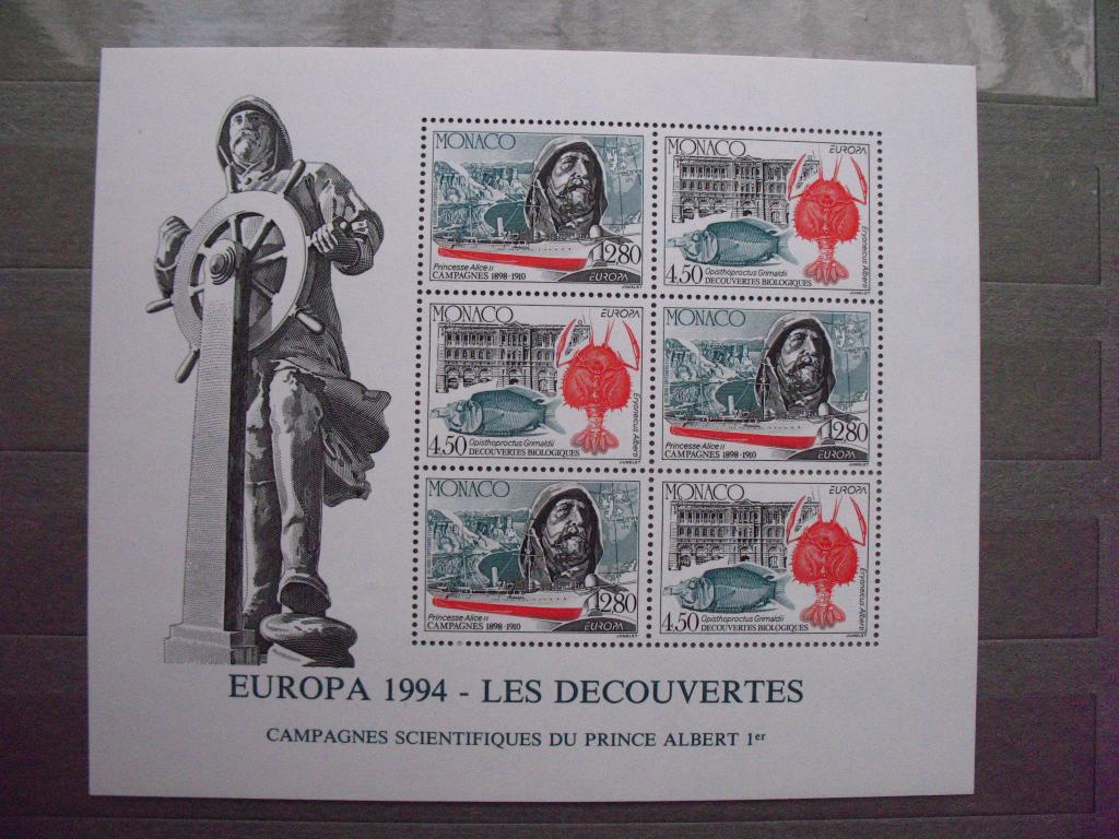 Монако блок 1994 открытия и изобретения Князь Альберт I MNH OG**