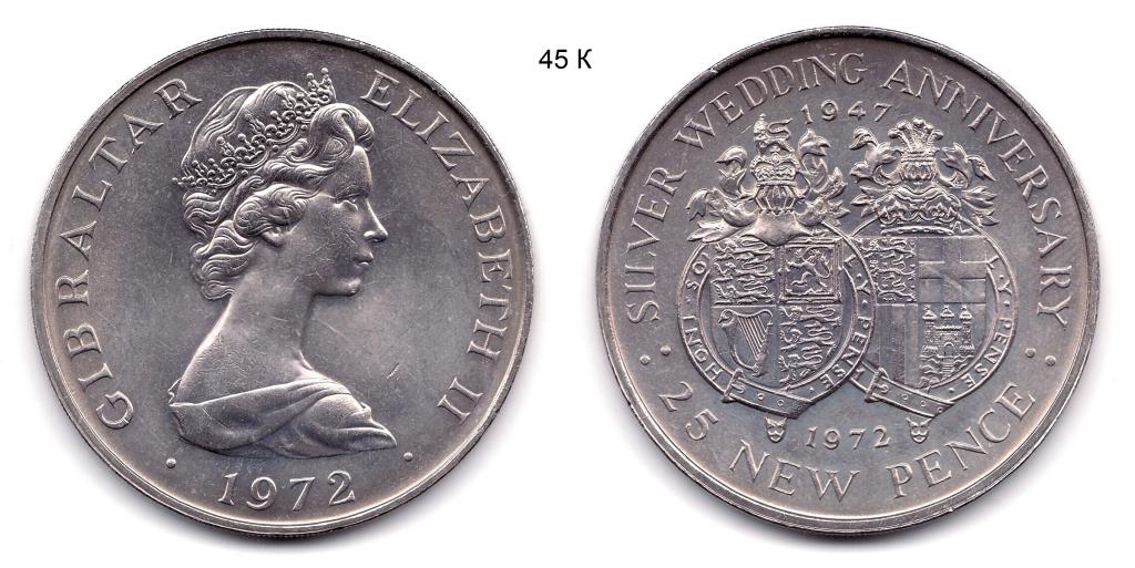 Гибралтар. 25 пенсов 1972 год.