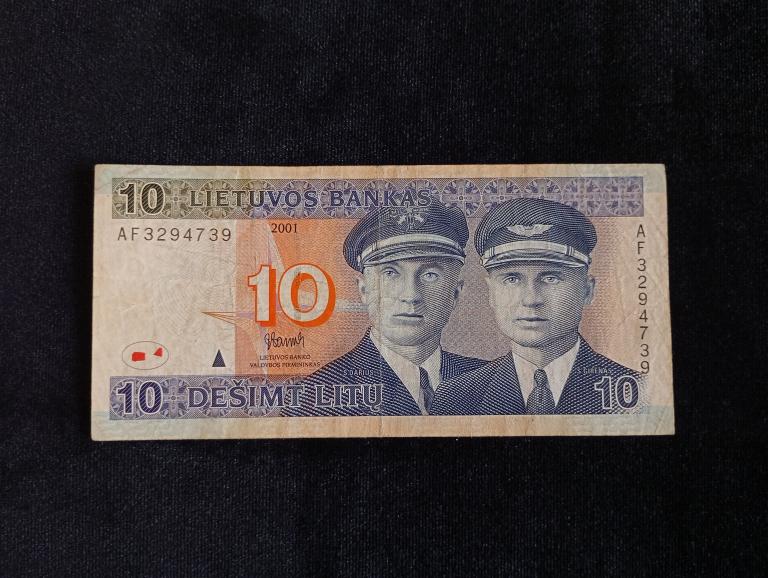 Банкнота  Литва 10 лит 2001 года