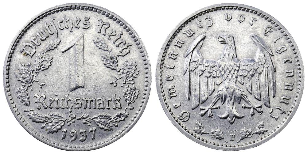 ГЕРМАНИЯ 1 марка 1937F ННР MS61 (4UF644-0141)