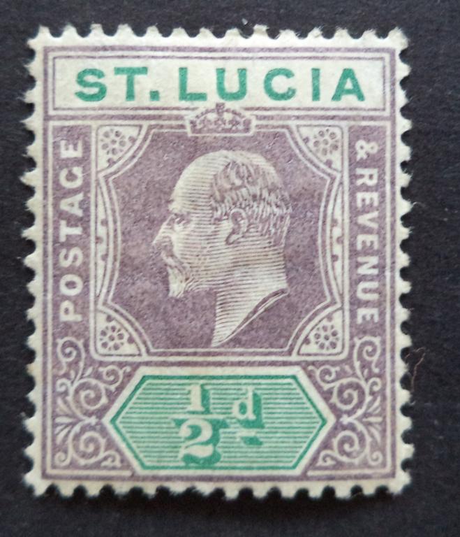Сент-Люсия 1902-10 гг.  Стандарт.  Король . 1/2 п.  *   К.2