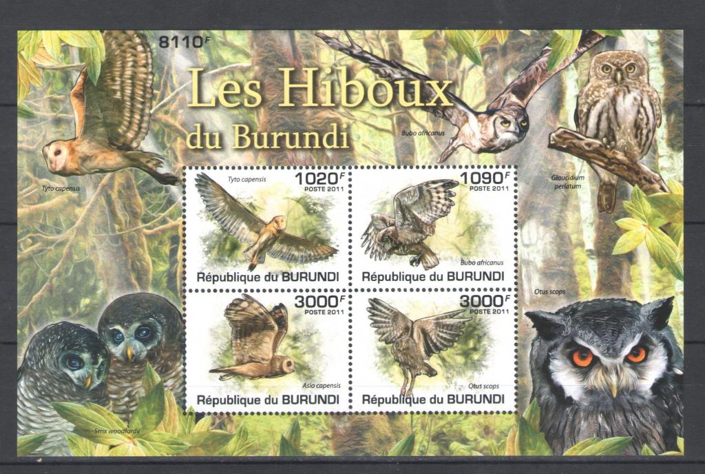 Бурунди 2011г.  Совы, блок. MNH.