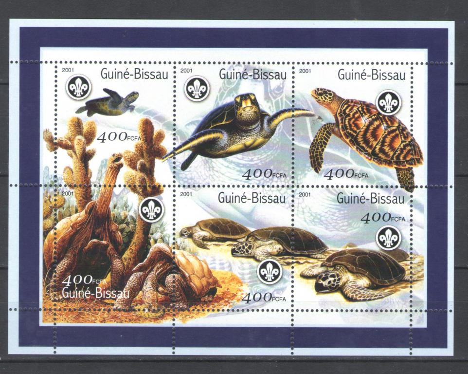 Гвинея Биссау  2001г.  Черепахи, лист. MNH.