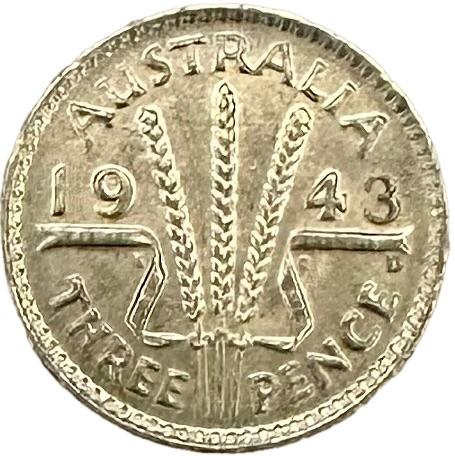 Австралия 3 пенса 1943 D три пенса  UNC KM#37 в отличном состоянии!!!