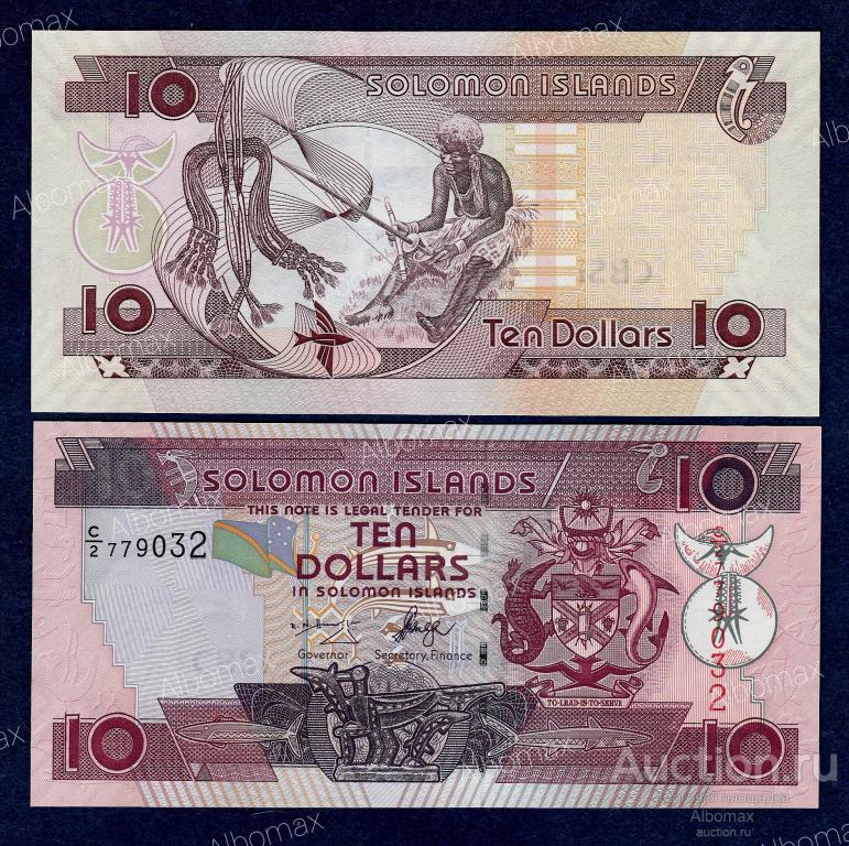 Соломоновы острова 10 долларов 2005 год ПРЕСС UNC