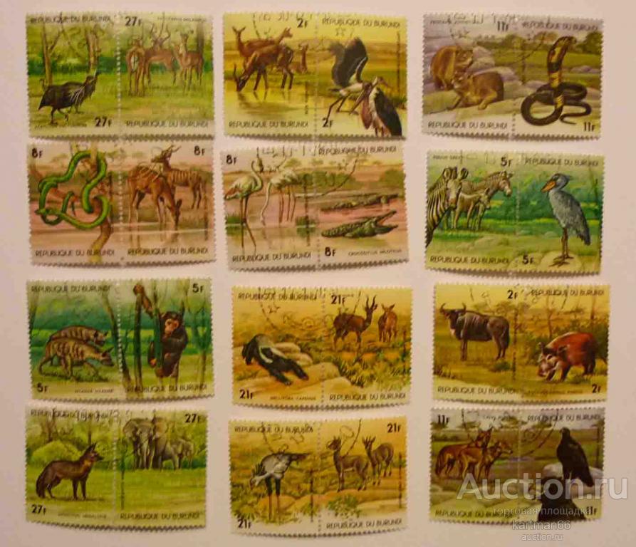24.14    МАРКИ   БУРУНДИ  НАБОР ФАУНА , ЖИВОТНЫЕ  24 ШТ