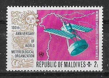 Мальдивы 1974 г.  100 - летие метеорологической организации Спутник. **