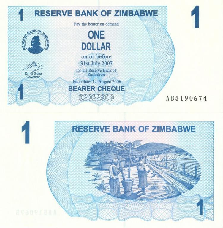 Зимбабве 1 доллар 2006 P37 AB пресс unc