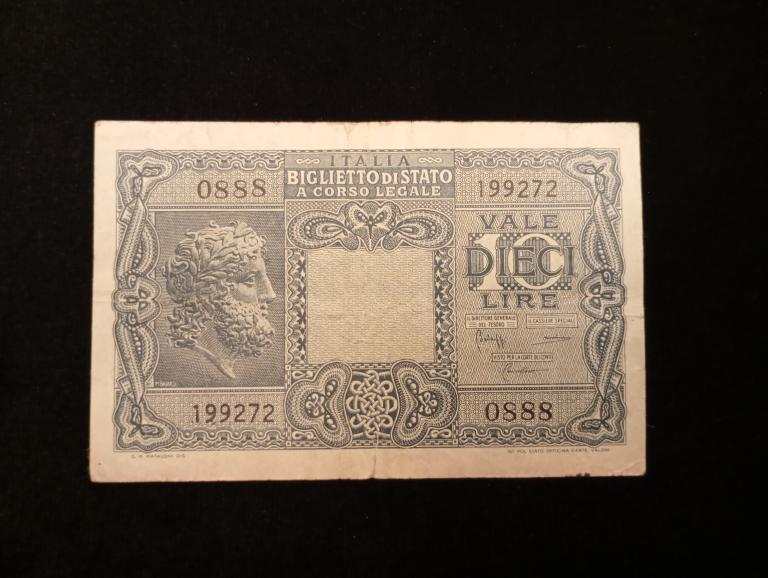 Италия 10 лир 1944 года