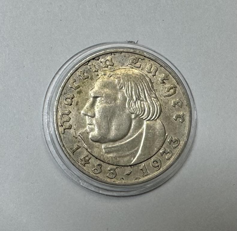 Германия 2 марки 1933 Мартин Лютер СЕРЕБРО