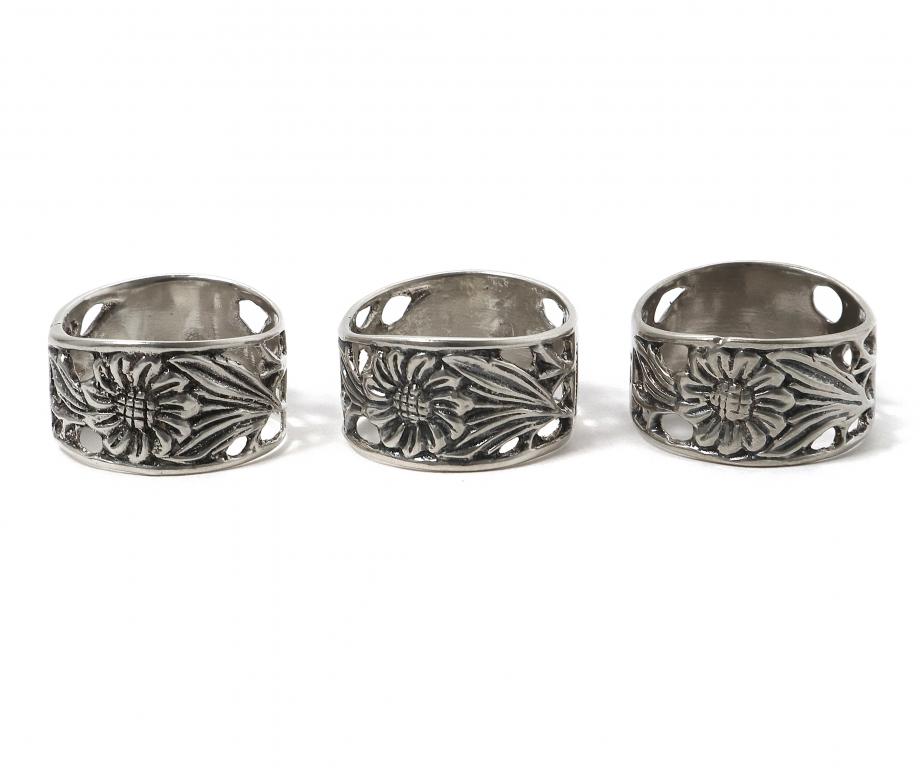 Серебряные кольца для салфеток, 3 шт. Швеция, 1971 год.