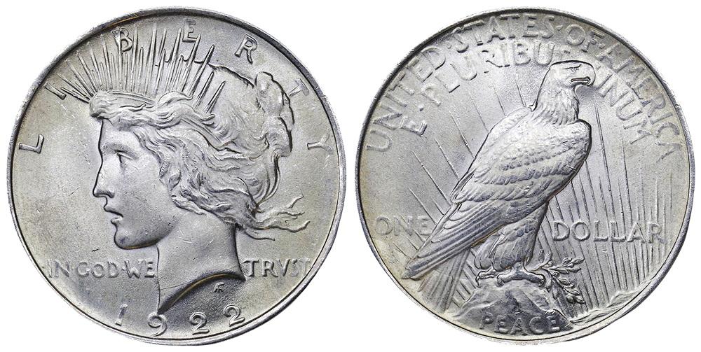 США 1 доллар 1922 ННР MS63 (0076)